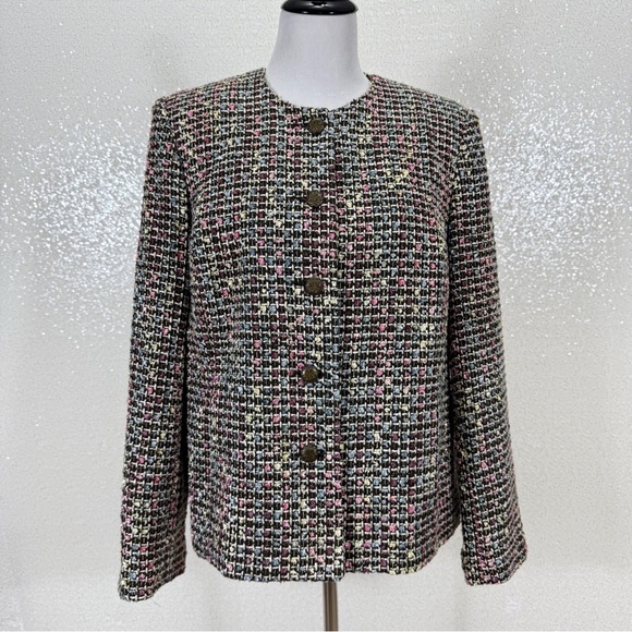 Koret Jackets & Blazers - Koret Petite Tweed Blazer Jacket 14P Multicolor Pastel Bouclé Lined  Career Coat